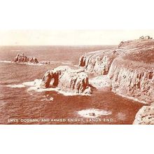 Lands End Enys Dodnan Armed Knight Real Photo Postcard