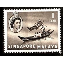Malaya Singapore 1955 Boat 1c Used Stamp