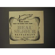 1951 Beau Sejour Restaurant Ad - Long Island's finest for nearly fifty years