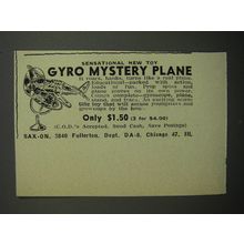 1952 Sax-On Gyro Mystery Plane Advertisement - Sensational new toy