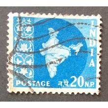 India - 1957 - 20NP Map of India - Fine Used Stamp