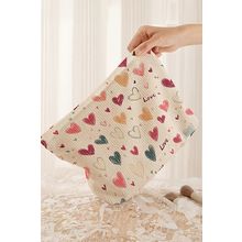 White Love Heart Print Ribbed Canvas Makeup Bag
