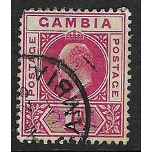 GAMBIA 1904-6 EDVII WMK MULT CROWN CA 1d USED SG58