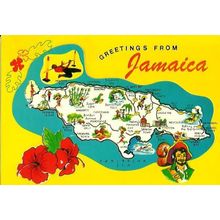 JAMAICA Map Postcard (Novelty Traders DT-81322-C)