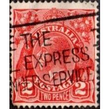 Australia 1922 Pre-Decimal 2d Value. George V. Bright Rose Scarlet. Fine Used