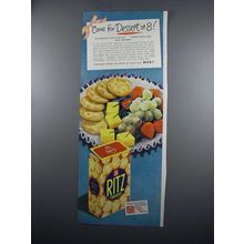 1949 Nabisco Ritz Crackers Ad - Come for Dessert at 8