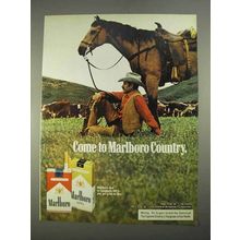 1974 Marlboro Cigarettes Ad - Marlboro Man, Horse