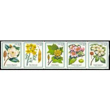 3193-3197 32c Flowering Trees Fine MNH Top Strip of 5 2 P#s L01584