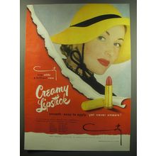 1949 Coty Creamy Lipstick Ad - Coty now adds a brilliant new Creamy Lipstick