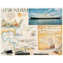 SS Statendam Holland American Cruise Line Giant Ship Map Rare Postcard