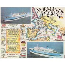 Normandy Ferries Dover to Boulogne Cruise Ferry Ship Map Giant Postcard