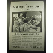 1933 Listerine Antiseptic Ad - Dandruff? Try Listerine for a week