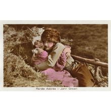 Renee Adoree & John Gilbert Film Tinted Real Photo Postcard