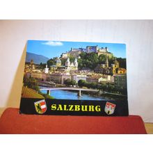 OLD TOWN & FORTRESS, SALZBURG, AUSTRIA used postcard 1992 pm =