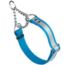 Reflective Dog Pet Martingale Collar W 1" x L 20"-26" Cerulean Blue
