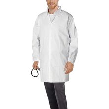 White Disposable Lab Coats for Adults, Medium. Pack of 10 Microporous Polypro...