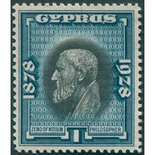 Cyprus 1928 1pi black & greenish blue SG124 unused