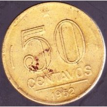 1952 Brazil 50 Centavos Coin