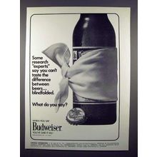1972 Budweiser Beer Ad - Taste Difference Blindfolded