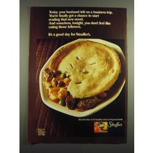 1973 Stouffer's Beef Pie Ad - Today your husband left on a business trip
