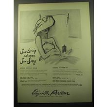 1950 Elizabeth Arden Skin Care Ad - Sun-loving but never sun-sorry