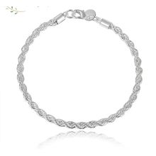 New Women’s Silver Plated 4mm Rope Bracelet