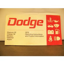 1978 Dodge Magnum Charger SE Monaco Diplomat Aspen Owners Manual Operating Inst