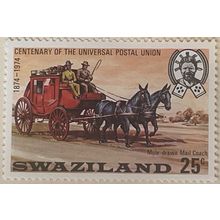 Swaziland QEII 1974 UPU 25c Mule Mail Coach Mounted Mint MM SG 218 postage stamp