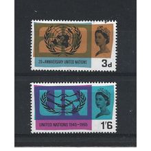 GB.20th Anniv UNO and International Co-operation Year set of 2.Mntd Mint.Jul25a
