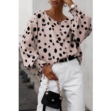 Pink Button Frill Cuffs Oversize Puff Sleeve Blouse