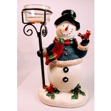 Festive Ceramic Snowman Candle Holder Decor, Whimsical Christmas Centerpiece, Ch