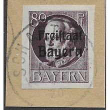 GER (BAVARIA) 1919 80pf KING LUDWIG III' (FREISTAAT)(IMPERFED) USED(EBID65-509)