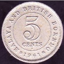 1961 H Malaya and North Borneo 5 Cents Coin