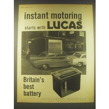 1965 Lucas Car Battery Ad - Instant motoring starts with Lucas