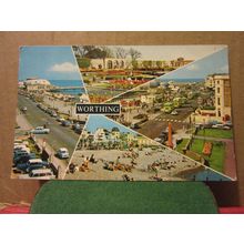 multiview, WORTHING, SUSSEX used postcard by Constance 1983 pm =