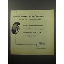 1955 General Tires Ad - Only the General Nygen Tubeless has all four safety