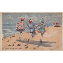 A Cake Walk On The Sands Beach Dancing Edwardian Old Postcard
