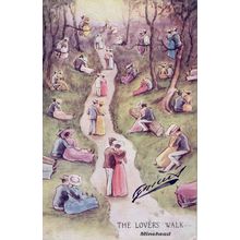 The Lovers Walk at Minehead Antique Comic Postcard