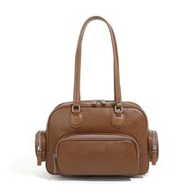 Genuine Leather Women Tote Bag Top-handle Shoulder Bag Brown