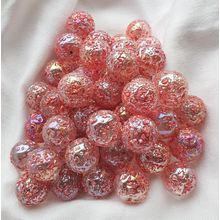 PRINCESS - 25 Beautiful Glass Marbles, Coral Pink Speckles, 14mm, Brand New
