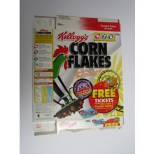 Kellogg`s Corn Flakes 2002 Cereal Box empty Theme Park Tickets