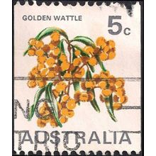 AUSTRALIA, FLOWERS, Golden Wattle, brown 1970, 5c