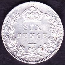 1888 Great Britain 6 Pence Silver Coin