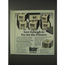 1991 Nosler Handgun Bullets Ad - Pay for the Primers