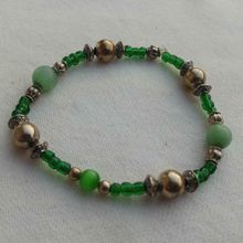 Jade Bracelet Glass Emerald Beaded Stretch Bangle Bracelet 7mm