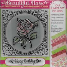 Beautiful Rose Embossing Folder & Stamps Set. Stamping Scrapbooking