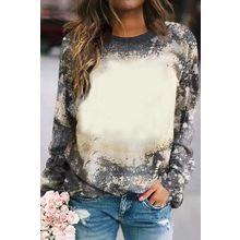 Multicolor Vintage Bleached Tie Dye Long Sleeve Top