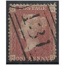 1858 SG43 1d Red Plate 144 Good/Fine Used Check Letters "HG" ...