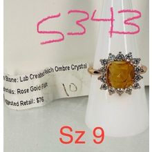 Ring Bomb Party Sz9 RBP LC Peach Ombre Crystal Rose Gold P Band Costume Jewelry