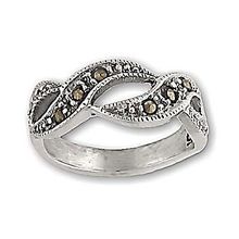 Sterling Silver 6 Genuine Marcasite Stone Swirl Ring